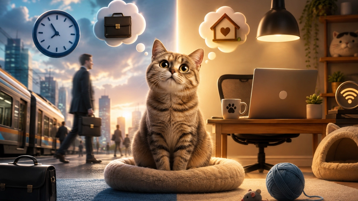 Gato e Rotina de Quem Trabalha Fora ou em Home Office